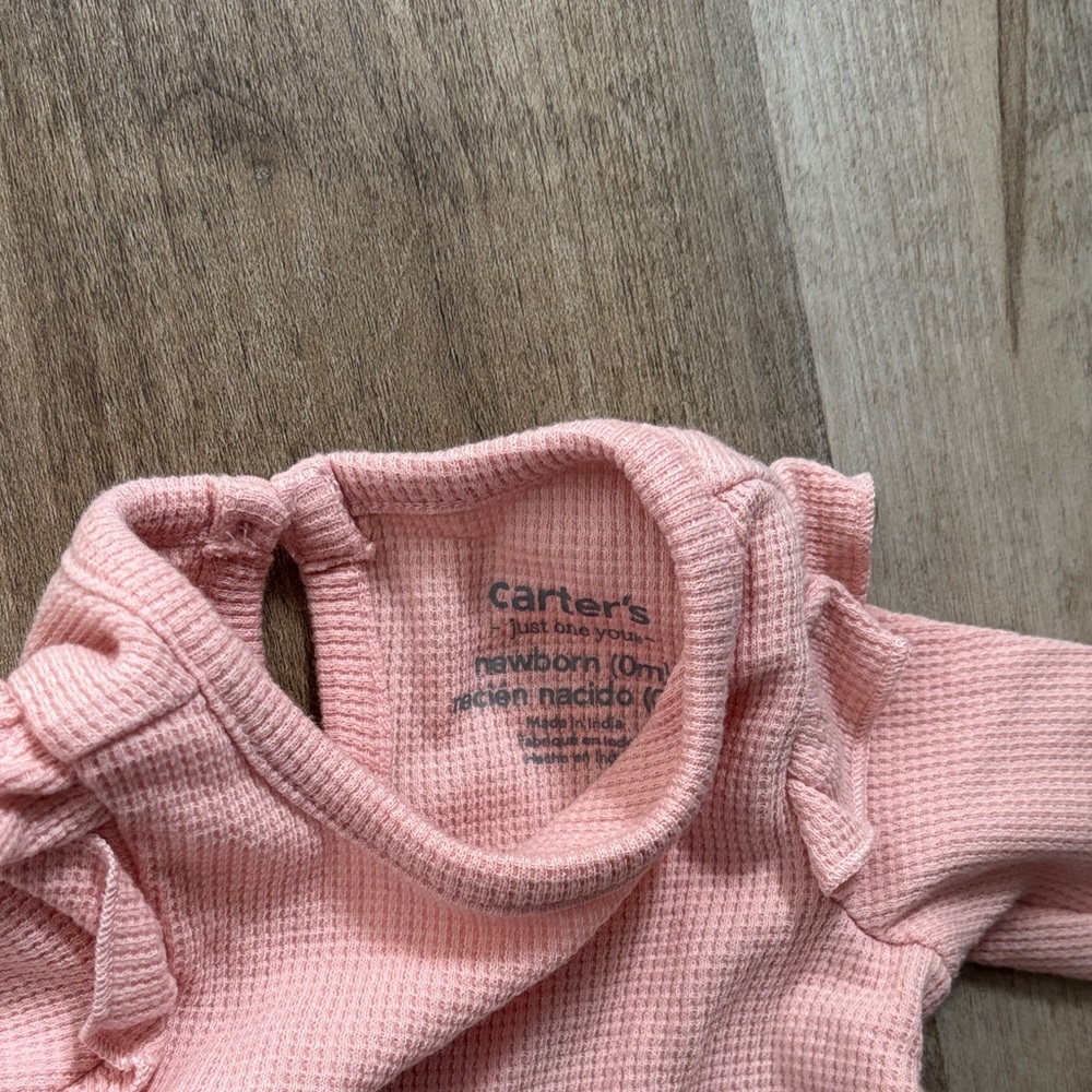 Carter's Pink Ruffle Sleeve Romper - Picture 3 of 4